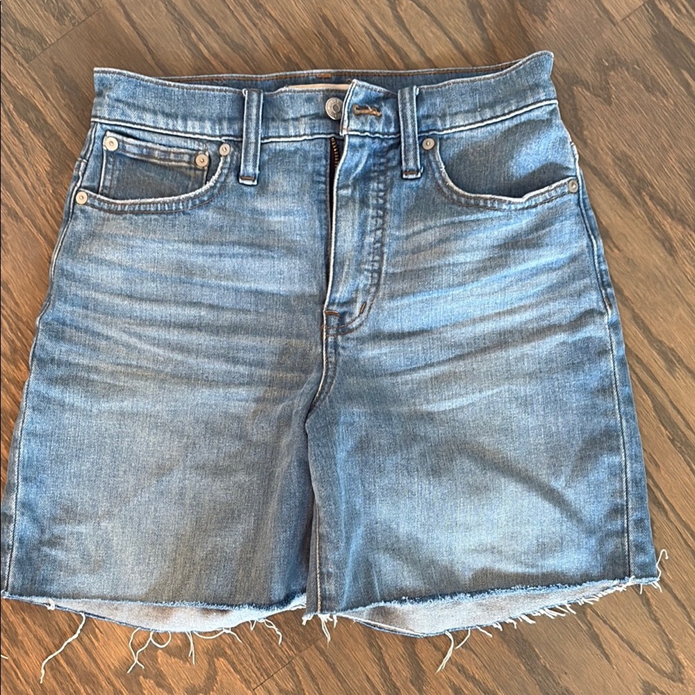 Madewell Blue Jean Shorts High-Waisted Distressed